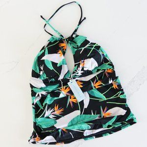 Coastal Blue Tropical Floral Tankini Swim Top XL